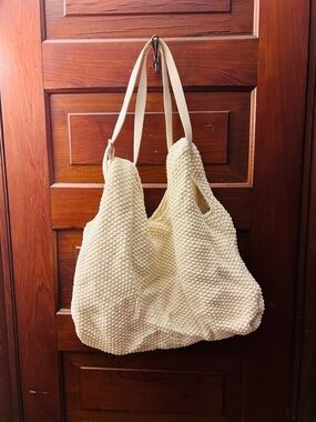 A New Day Cream Knit Shoulder Tote